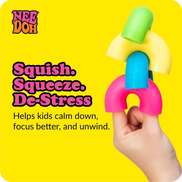 Schylling NeeDoh Mac 'N' Squeeze - Sensory Squeeze Toy - Contains 4 Squishy Noodles - 3 Wide - Color May Vary (Pack of 1)